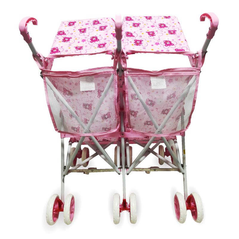 Double Umbrella Lightweight Twin Stroller Pink