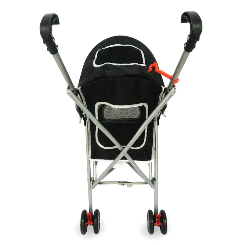 Foldable Pet Stroller Doggie Carriage - Black/White