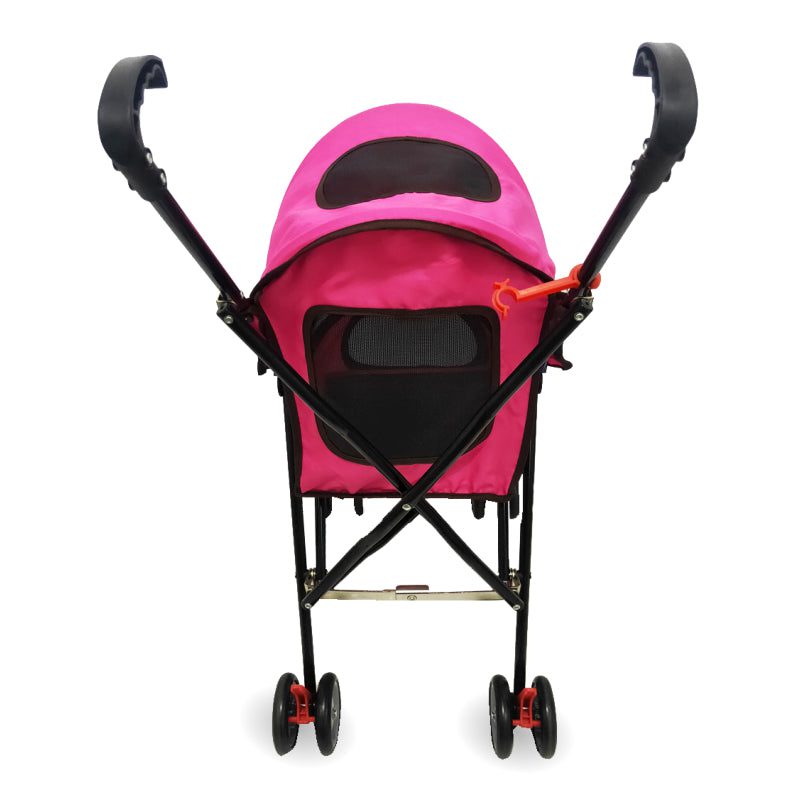 4 Wheel Dog Stroller Foldable Umbrella Doggie Carriage - Pink