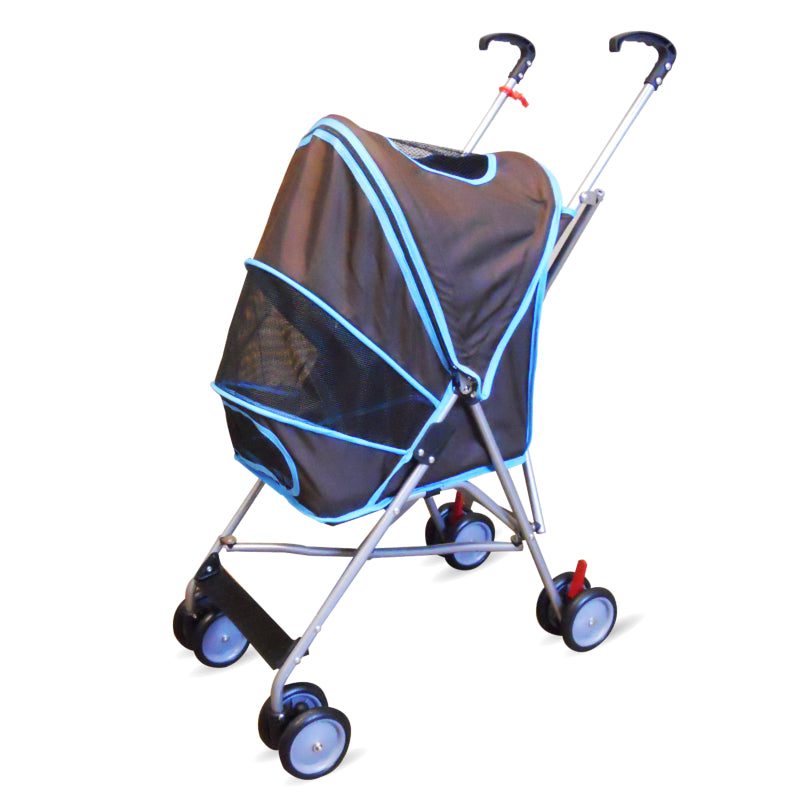 Brown-Blue Folding Lightweight Dog Stroller