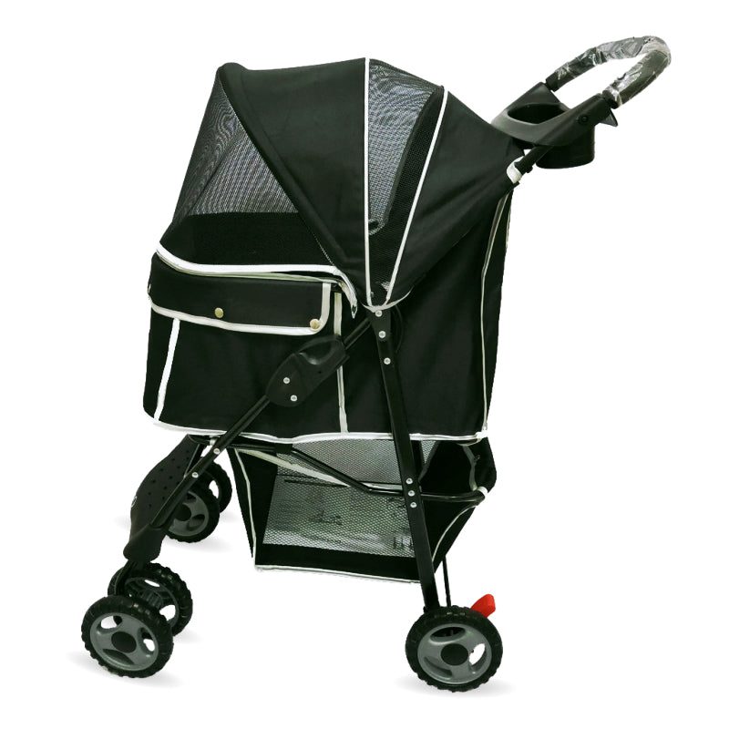 Deluxe 4 Wheel Dog Stroller Black Medium