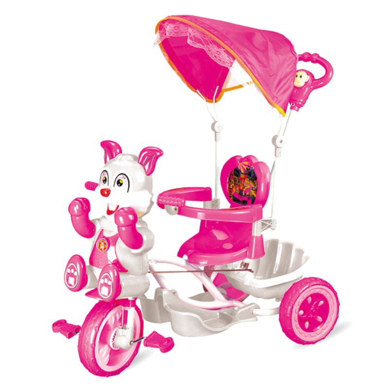 3 Wheel Pink Tricycle With Push Handle & Sunroof